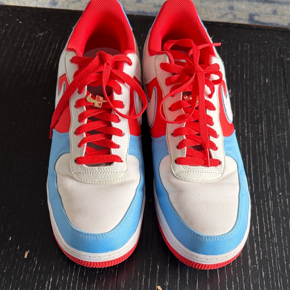 Red, White & Light Blue Low-Top Sneakers